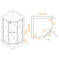 Душевой уголок 100*100*195 RGW HO-084-W Трапеция/Белый/Матовое/8 мм (2 уп.) арт-350608400-25 — фото 3, Душевые уголки трапеция