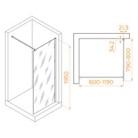 Душевая перегородка  80*195 RGW WA-001 Хром/Прозрачное/10 мм (Easy) арт-351000108-11 — фото 3, Душевые перегородки