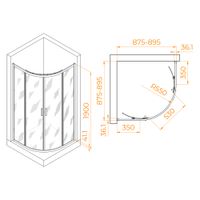 Душевой уголок  90*90*190 RGW PA-51 Полукруг/Хром/Прозрачное/6 мм (Easy) арт-02085199-11 — фото 3, Душевые уголки четверть круга
