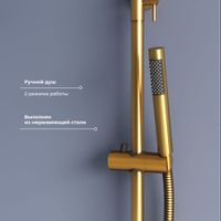 Душевая стойка RGW SP-31-G Золото Головной душ/Смеситель (Ручной душ.Шланг 1,5 м.) арт-51140131-06 — фото 4, Душевые стойки