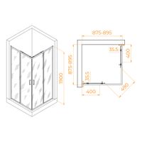 Душевой уголок  90*90*190 RGW PA-31-B Квадрат/Чёрный/Прозрачное/6 мм (Easy) арт-02083199-14 — фото 3, Квадратные душевые уголки