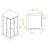 Душевой уголок  90* 90*195 RGW PA-39 Квадрат/Хром/Прозрачное/6 мм (Easy) арт-03083999-11 — фото 3, Квадратные душевые уголки