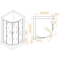 Душевой уголок  90*100*185 RGW PA-61 Асимметрия/Хром/Прозрачное/6 мм (Easy) арт-41086190-11 — фото 3, Асимметричные душевые уголки