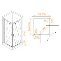 Душевой уголок квадратный RGW PA-038 800x800, профиль хром, стекло прозрачное, арт-350803888-11 — фото 9, Квадратные душевые уголки