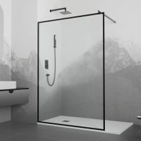 Душевая перегородка INRAIN MONT-012 / 120х200 / Чёрный / Прозрачное(Принт) / 8 мм арт-73MO01212-BP  — фото 1, Душевые перегородки