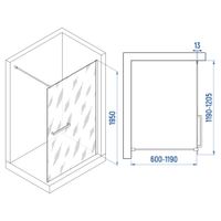 Душевая перегородка INRAIN MONT-041 / 120х195 / Чёрный / Прозрачное / 8 мм арт-73MO04112-TB — фото 2, Душевые перегородки