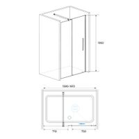 Душевая дверь 160*195 RGW TO-18 B Чёрный/Прозрачное/6 мм арт-41071816-14 — фото 2, Раздвижные душевые двери