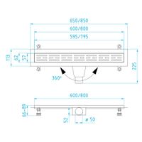 Душевой лоток прямой INRAIN SRL-20-80 800 Ø 50 мм хром арт-SL212080-CH — фото 5, Душевые лотки