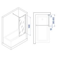 Шторка на ванну INRAIN MC-050 /  60х150 / Хром / Прозрачное / 6 мм арт-73MC05006-CH — фото 3, Неподвижные шторки для ванной