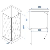 Душевой уголок INRAIN MIT-034 /  90х 90х195 / квадрат / Хром / Прозрачное / 8 мм арт-73MI03499-CH — фото 1, Квадратные душевые уголки