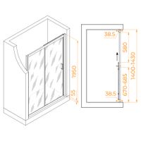 Душевая дверь INRAIN VIN-016 / 140х195 / Чёрный / Матовое / 6 мм арт-73VI01614-MTB — фото 5, Раздвижные душевые двери