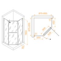 Душевой уголок  90* 90*195 RGW PA-82-B Трапеция/Чёрный/Прозрачное/6 мм (Easy) арт-41088299-14 — фото 3, Душевые уголки трапеция