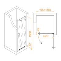 Душевая дверь в нишу RGW HO-011B 70x195, профиль черный, стекло прозрачное/8 мм, арт-350601107-14 — фото 7, Распашные душевые двери