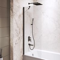 Шторка на ванну INRAIN MC-150 /  60х150 / Чёрный / Прозрачное / 6 мм (Держатель) арт-73MC15006-TB — фото 1, Неподвижные шторки для ванной