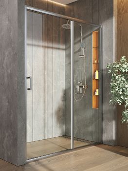 Душевая дверь в нишу Orange E02-150TCR 150 профиль Хром стекло прозрачное — фото 4, Раздвижные душевые двери