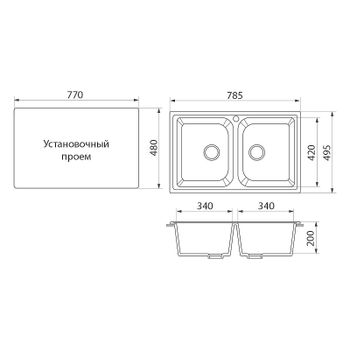 Кухонная мойка Domaci Бьелла DMC-15 DMC-15-308 Черная — фото 7, Кухонные мойки