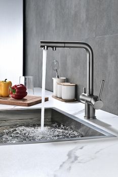 Смеситель для кухни Paulmark Serpentine Se213222-GM Вороненая сталь — фото 17, Смесители для кухни