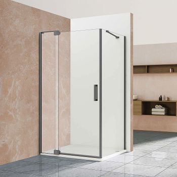 Душевой уголок Vincea Extra 90x90 VSR-1E809090CLGM профиль Вороненая сталь стекло прозрачное — фото 1, Квадратные душевые уголки