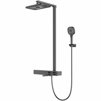 Душевая система Vincea Inspire VSFS-3I13TGM с термостатом Вороненая сталь — фото 1, Душевые стойки