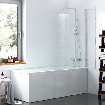 Шторка на ванну Damixa Skyline 80х140 DX35WBS-D080-140MT профиль Хром стекло прозрачное — фото 2, Шторки для ванной распашные