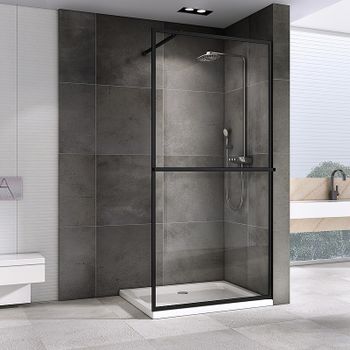 Душевая перегородка Abber Immer Offen 100 AG60100B8 профиль Черный стекло прозрачное — фото 1, Душевые перегородки