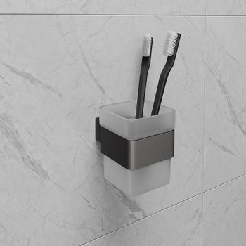 Стакан для зубных щеток Lemark Smooth Line 9736015 Графит — фото 2, Стаканы для зубных щеток