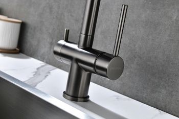 Смеситель для кухни Paulmark Serpentine Se213222-GM Вороненая сталь — фото 13, Смесители для кухни