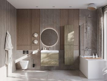 Тумба под раковину Roca Ona 80 A857630511 подвесная Темный вяз — фото 5, Тумбы под раковину