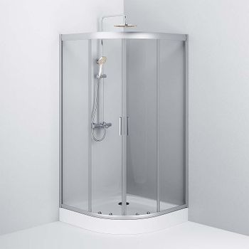 Душевой уголок AM.PM Gem W90G-401-100WT Профиль матовый хром, стекло прозрачное — фото 5, Душевые уголки четверть круга