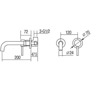 Смеситель для раковины Orange Karl M05-722b Черный — фото 10, Смесители для раковины