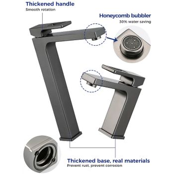 Смеситель для раковины Gappo G17-9 G1017-92 Оружейная сталь — фото 2, Смесители для раковины
