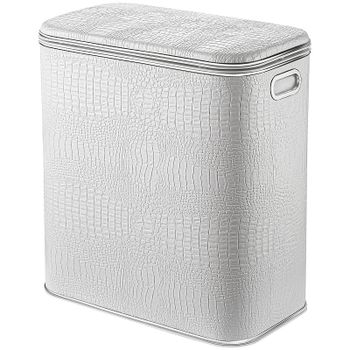 Корзина для белья Geralis KWH-M Croco Белая, кант Хром, малая — фото 1, Корзины для белья
