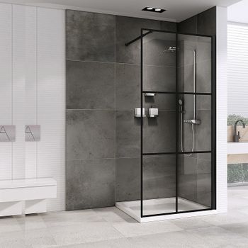 Душевая перегородка Abber Immer Offen 120 AG62120B профиль Черный стекло прозрачное — фото 1, Душевые перегородки