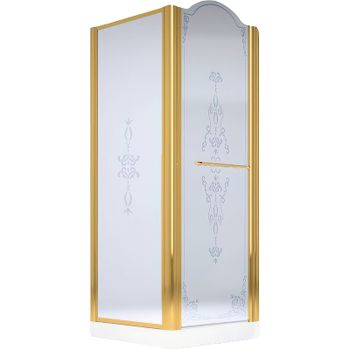 Душевой уголок Migliore Diadema 90x90 R 22684 профиль Золото стекло матовое с декором — фото 1, Квадратные душевые уголки