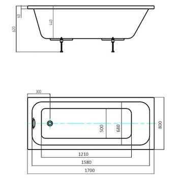 Акриловая ванна Aquatek Eco-friendly Мия 170x80 MIY170-0000032 без панелей, каркаса и слив-перелива — фото 5, Акриловые ванны