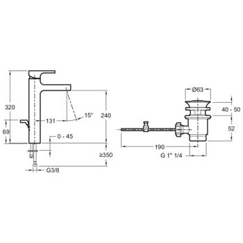 Смеситель для раковины Jacob Delafon Strayt E37329-CP Хром — фото 6, Смесители для раковины