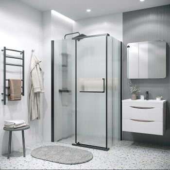 Душевая стенка Grossman Pragma 80 200.K33.03.80.21.02 профиль Черный матовый стекло шиншилла — фото 2, Боковые стенки