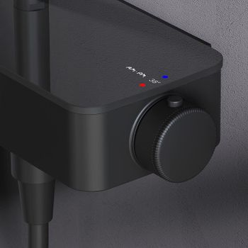 Душевая система AM.PM Inspire V2.0 F0750A522 с термостатом Черная матовая — фото 11, Душевые стойки