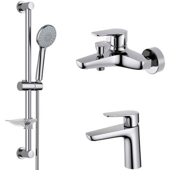 Комплект смесителей Aquatek Бетта AQ1130CR Хром — фото 1, Готовые комплекты для ванной комнаты