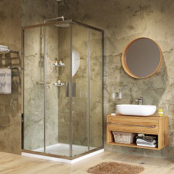 Душевой уголок WasserKRAFT Lippe 90x90 45S03 профиль Хром стекло прозрачное — фото 13, Квадратные душевые уголки