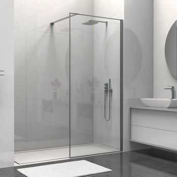 Душевая перегородка Vincea Walk-In 80 VSW-1HS800CLGM профиль Вороненая сталь стекло прозрачное — фото 1, Душевые перегородки