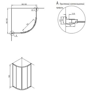 Душевой уголок Migliore Aurelia 90x90 22657 профиль Золото стекло матовое — фото 2, Душевые уголки четверть круга