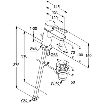 Смеситель для раковины Kludi Pure Easy 372840565 Хром — фото 2, Смесители для раковины