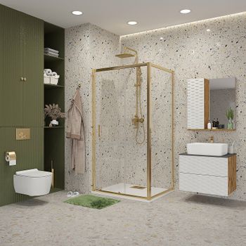 Душевая дверь Niagara Nova 120 NG-42-12AG профиль Холодное золото стекло прозрачное — фото 3, Раздвижные душевые двери