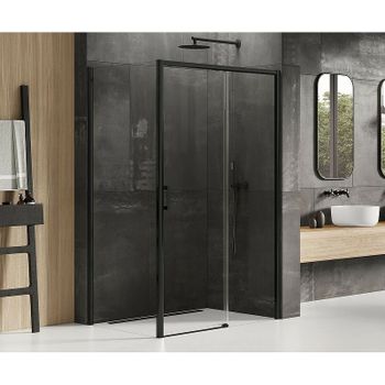 Душевой уголок New Trendy Prime Black 100х100 R D-0317A/D-0130B профиль Черный стекло прозрачное — фото 2, Квадратные душевые уголки