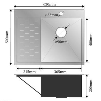 Кухонная мойка Fabia 63х50 63503R Сатин — фото 5, Кухонные мойки
