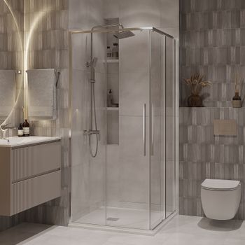 Душевой уголок Niagara Nova 100х100 NG-6624-34 профиль Хром стекло прозрачное — фото 1, Квадратные душевые уголки