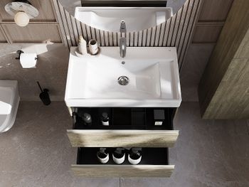 Тумба под раковину Roca Ona 80 A857630511 подвесная Темный вяз — фото 7, Тумбы под раковину