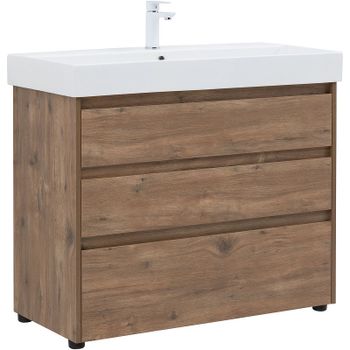 Тумба под раковину Aquanet Nova Lite 100 302480 Дуб рустикальный — фото 1, Тумбы под раковину