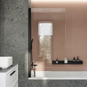 Шторка на ванну STWORKI Стокгольм GV-861 MT 60 3GW250TTKK000 профиль Черный матовый стекло прозрачное — фото 1, Неподвижные шторки для ванной